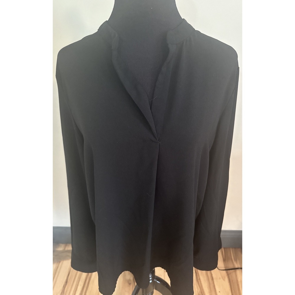 Prologue‎ Mandarin Collar Long sleeve blouse black L